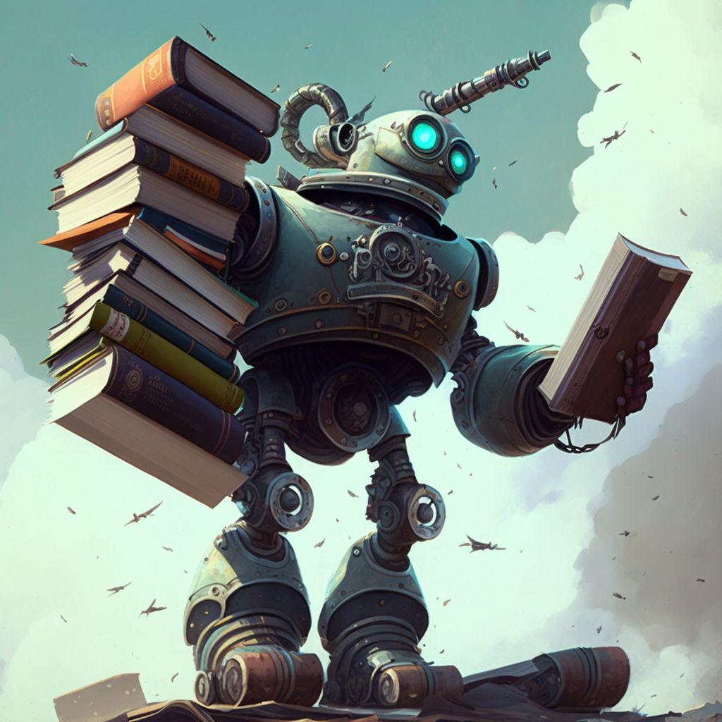 רובוט AI מחזיק ערימת ספרים - השפעה על הוצאה לאור